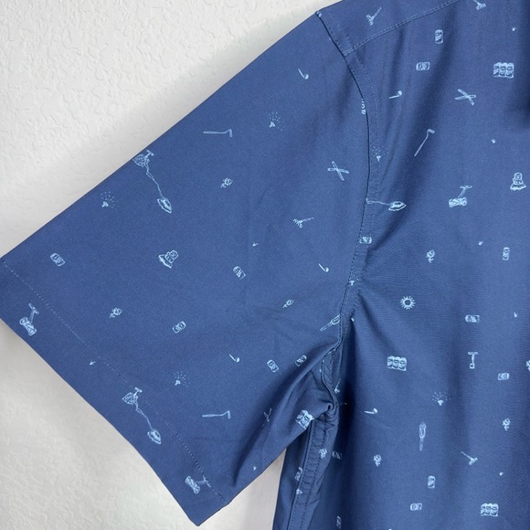 William Murray Shirt Men L Blue Golf Pattern Short Sleeve Performance Athleisure - Picture 3 of 6